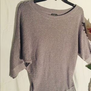 Express Gray Knitted Half Sleeve Blouse